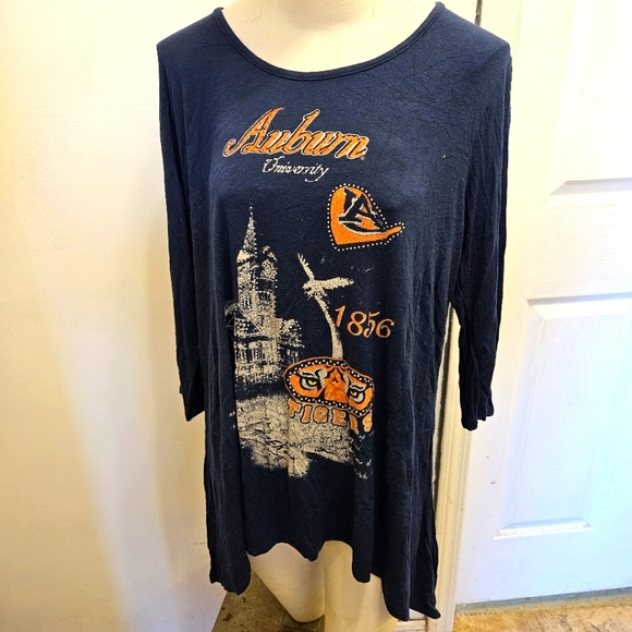 Bejeweled Auburn 3/4 Sleeve Auburn Shirt Sz L P. Michael - Picture 1 of 6